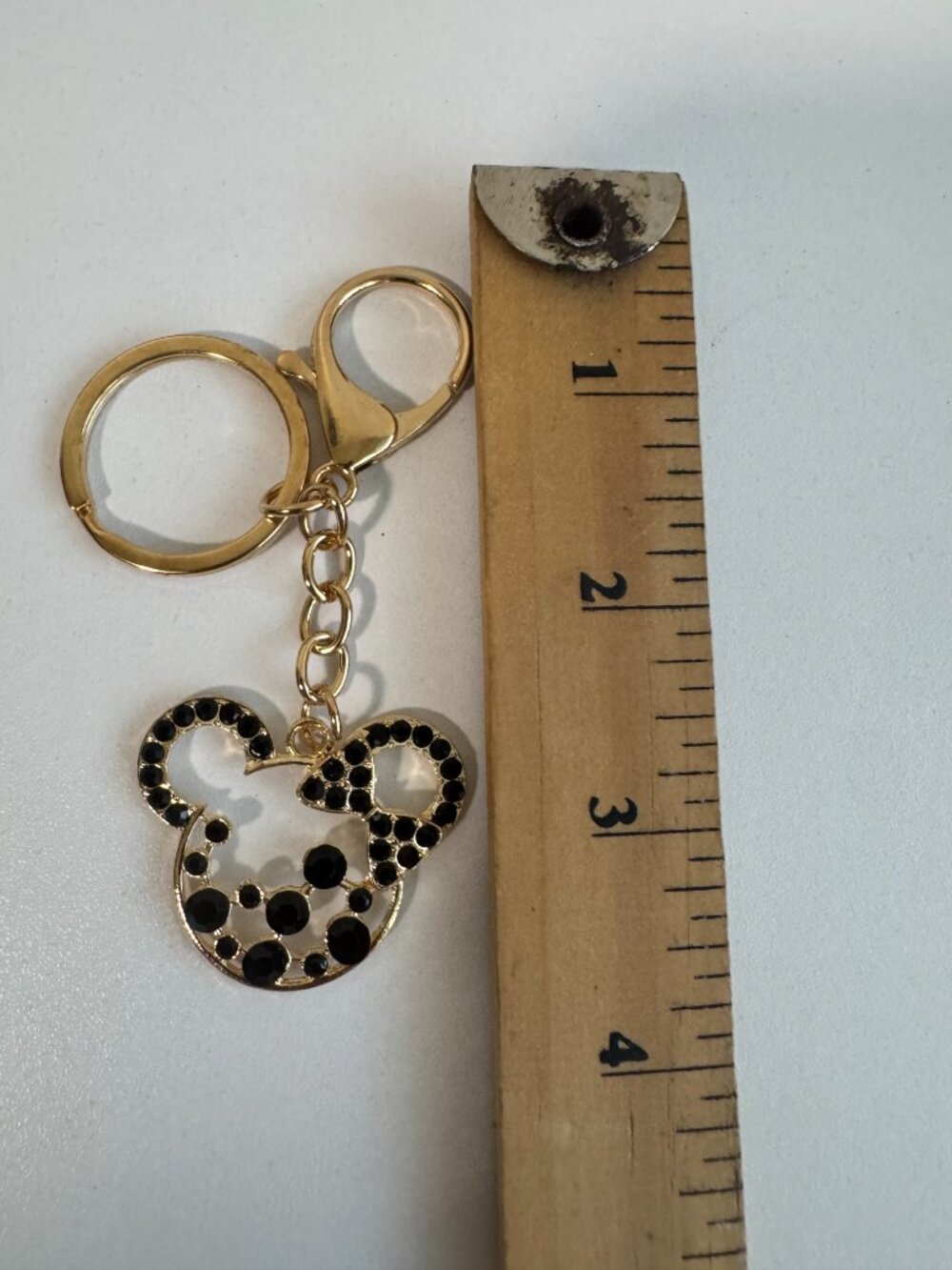 Gold Mouse Head Rhinestone Keychain Cute Bag Charm - Picture 4 of 4